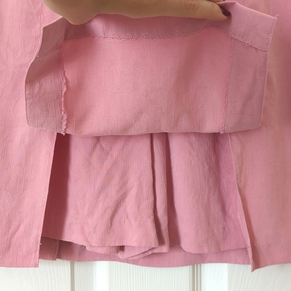 Bobby Chan 90's Vintage Leafy Jacquard Knit Silk High Waisted Mini Skort Pink 8 - Picture 7 of 12